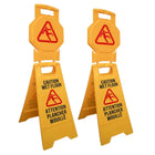 2pcs Durable Caution Wet floor Yellow