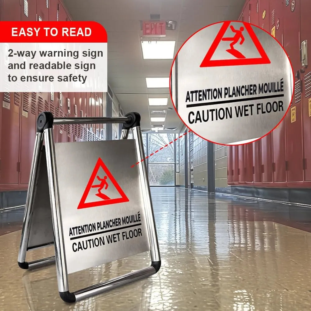 Caution Wet Sign Stainless Steel