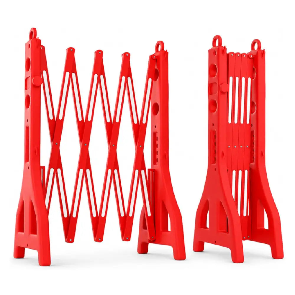 Barrière mobile extensible de 8.2 pi │ Barricade pliable en plastique – Rouge