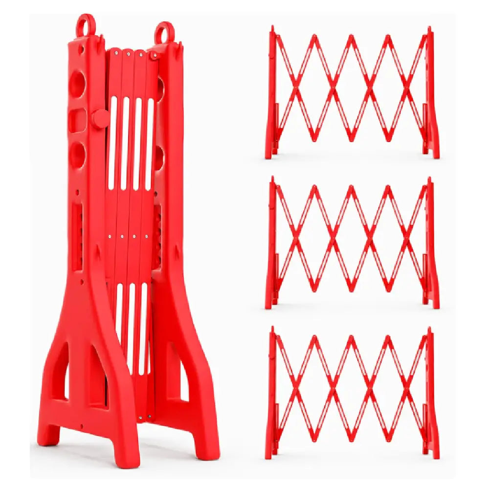 Barrière mobile extensible de 8.2 pi │ Barricade pliable en plastique – Rouge