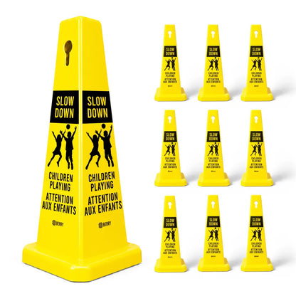 Slow Down Children Playing Cone 10P