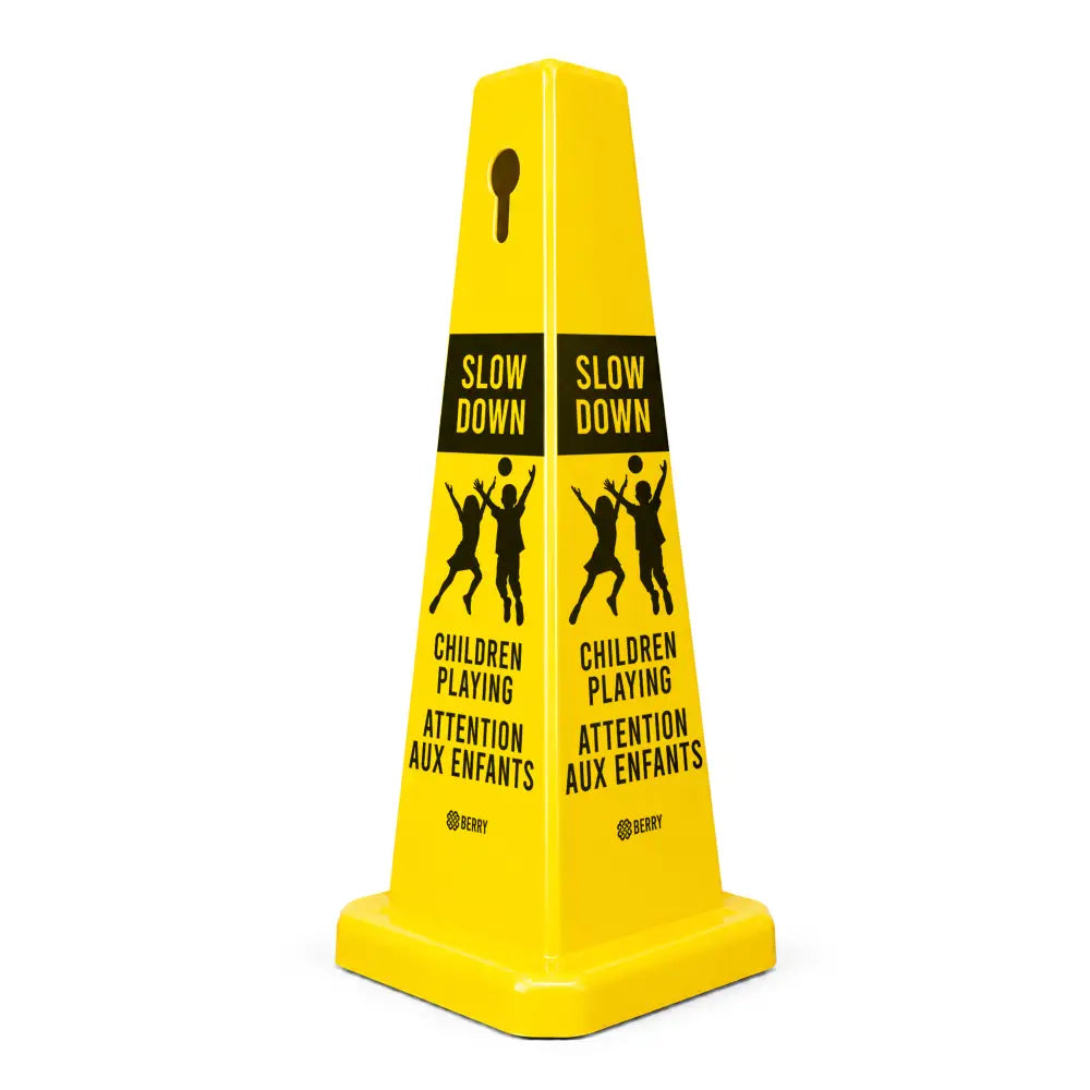 Slow Down Children Playing Safety Cone Bilingual EN/FR