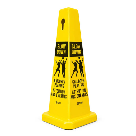 Slow Down Children Playing Safety Cone Bilingual EN/FR