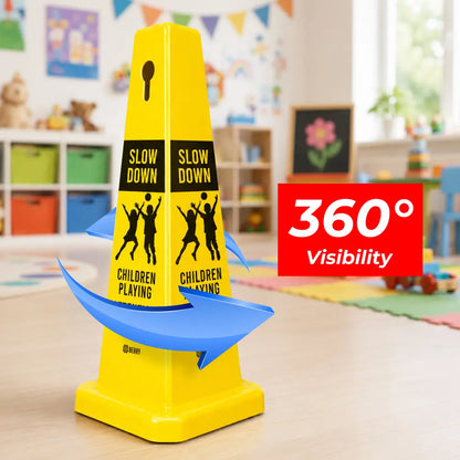Slow Down Children Playing Safety Cone Bilingual EN/FR