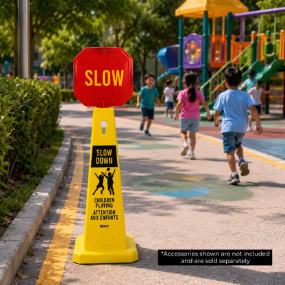 Slow Down Children Playing Safety Cone Bilingual EN/FR