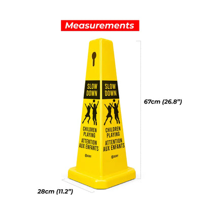 Slow Down Children Playing Safety Cone Bilingual EN/FR