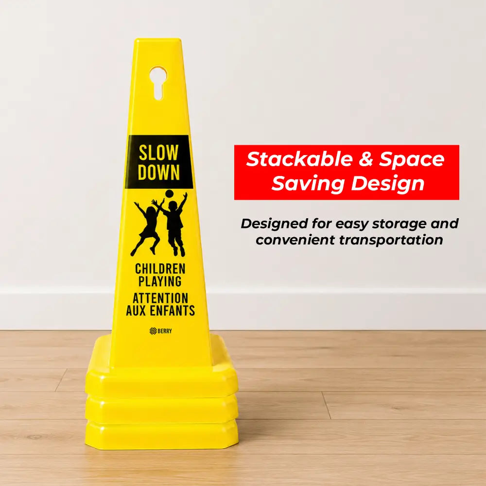 Slow Down Children Playing Safety Cone Bilingual EN/FR