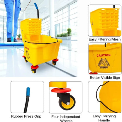 36L Commercial Janitorial Cart with 4 Wheels