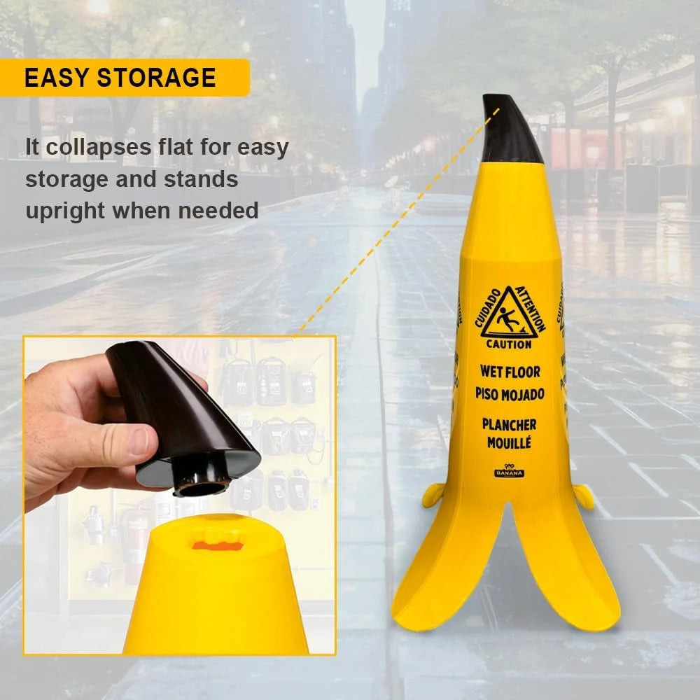 yellow commercial banana wet floor cone for workplace safety