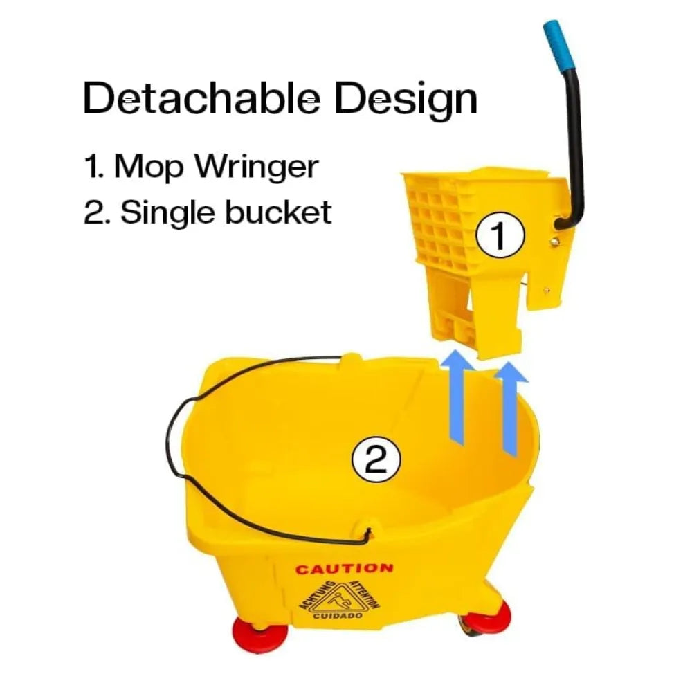 Janitorial Cleaning Cart With Detachable Mop Wringer