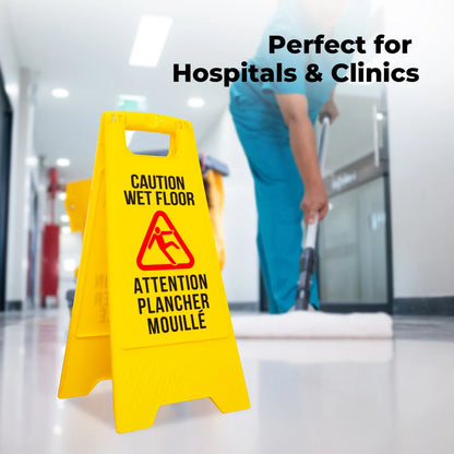 yellow commercial wet floor sign for workplace safety