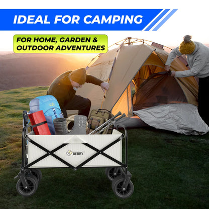 beige compact folding transport cart for easy storage