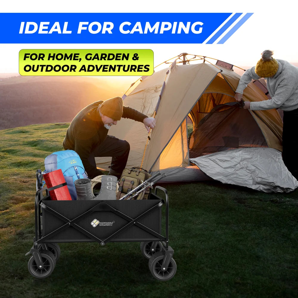 black compact folding transport cart for easy storage