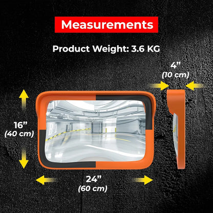 wall mounted rectangular convex mirror for safety awareness and surveillance