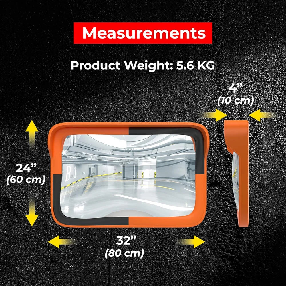 rectangular convex safety mirror with wide view for blind spot awareness