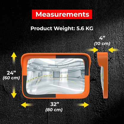 rectangular convex safety mirror with wide view for blind spot awareness