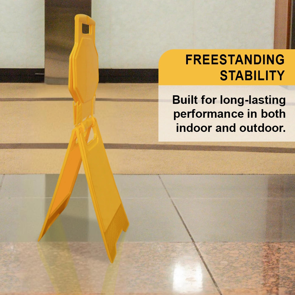 Yellow freestanding stability sign