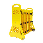 expandable plastic safety barrier in yellow for crowd control