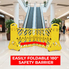 extendable plastic barrier in yellow for construction and safety