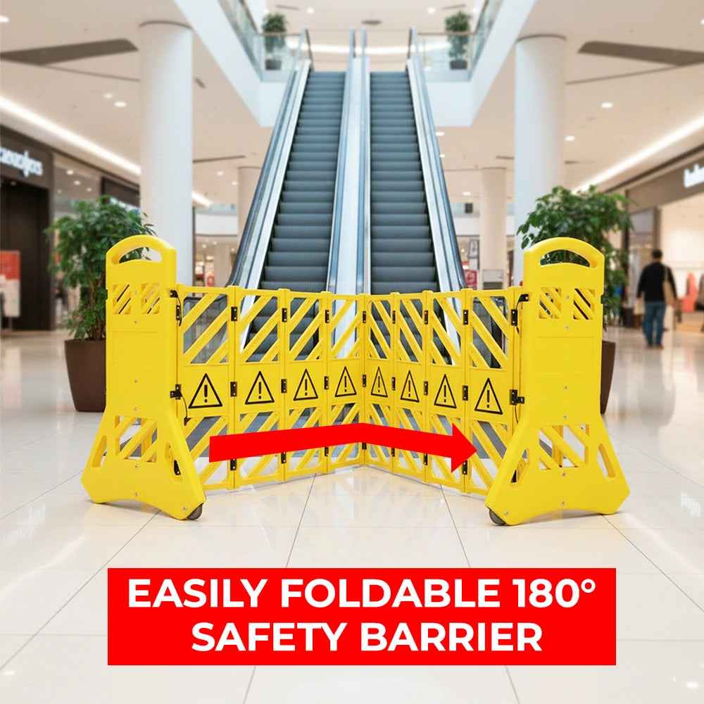extendable plastic barrier in yellow for construction and safety