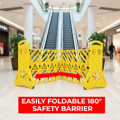 extendable plastic barrier in yellow for construction and safety