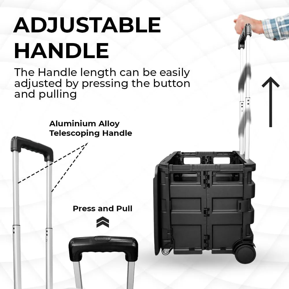 Grocery cart with adjustable handle
