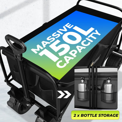 black foldable camping trolley cart for outdoor transport