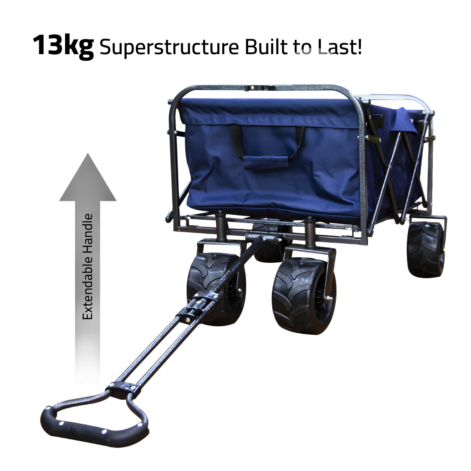 oldable outdoor heavy duty trolley Blue handle