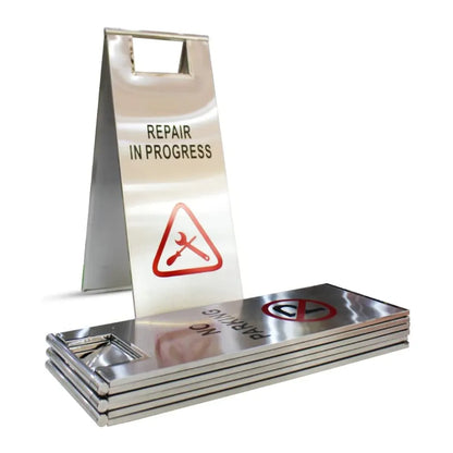 Metal repair in progress sign