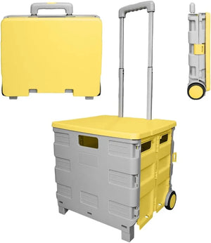88lbs Convenient Cart - Yellow and Grey│40KG Plastic Trolley with 2 wheels