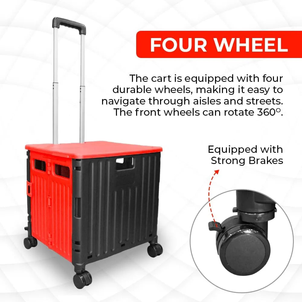Foldable plastic cart with wheel