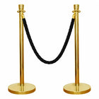 Gold Crowd Control Stanchions 100CM with 1.5M Black Twisted Rope