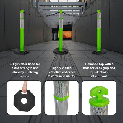 Green Delineator Post with Base