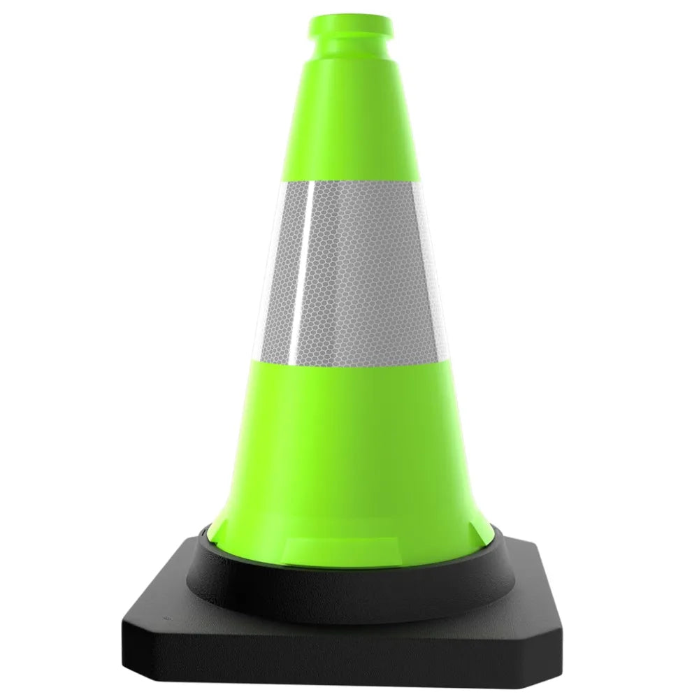 Green traffic cone with reflective silver band