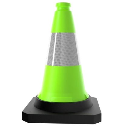 Green traffic cone with reflective silver band