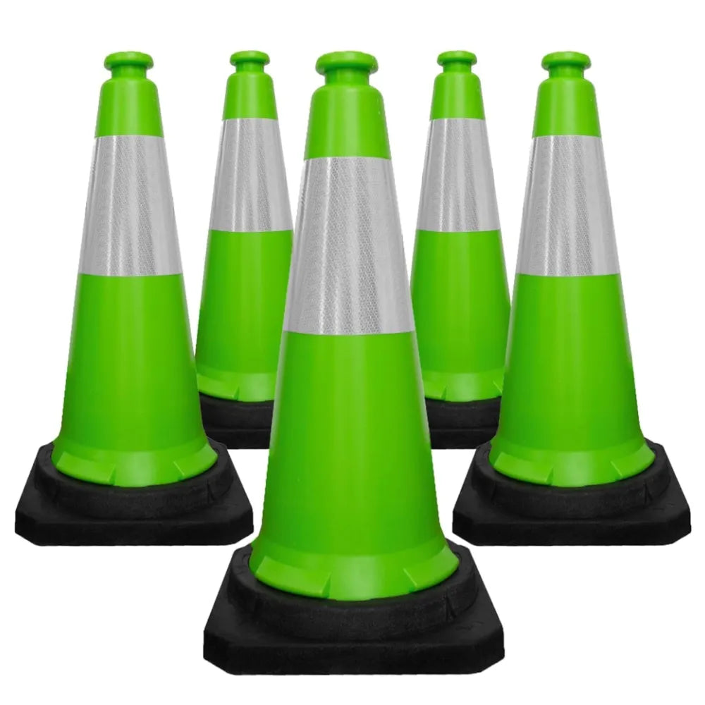 Green traffic safety reflective cones 5pcs