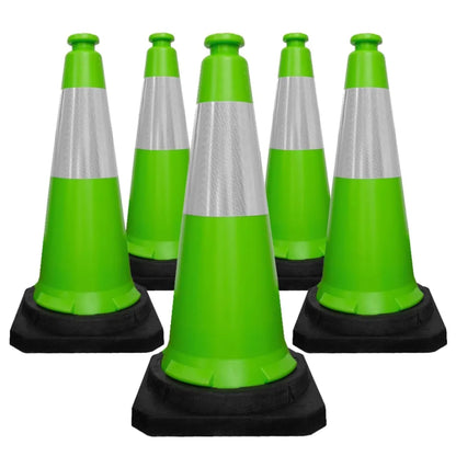 Green traffic safety reflective cones 5pcs