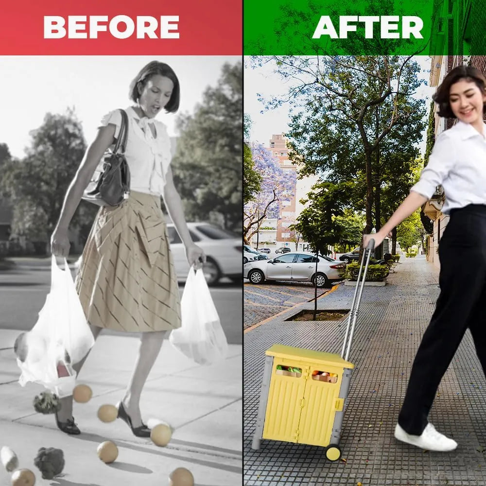 Easy To Carry Portable Shopping Cart Yellow