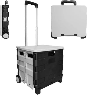 88lbs Sturdy Outdoor Wagon Trolley │40KG Plastic Trolley Cart with 2 Wheels