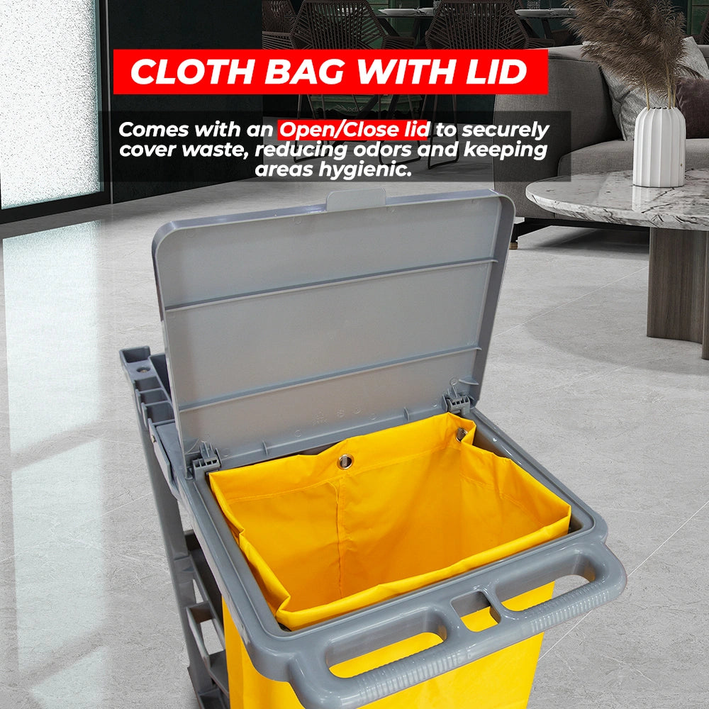 heavy duty 3 tier cleaning cart in grey for commercial use