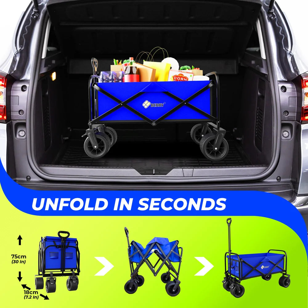 blue heavy duty outdoor transport cart for carrying equipment
