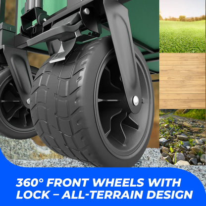green heavy duty outdoor transport cart for carrying equipment