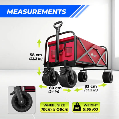 red heavy duty outdoor transport cart for carrying equipment