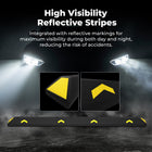 High visibility reflective stripes with car headlights in the background