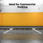 Parking barrier with text 'Ideal for Commercial Parking' on a white background