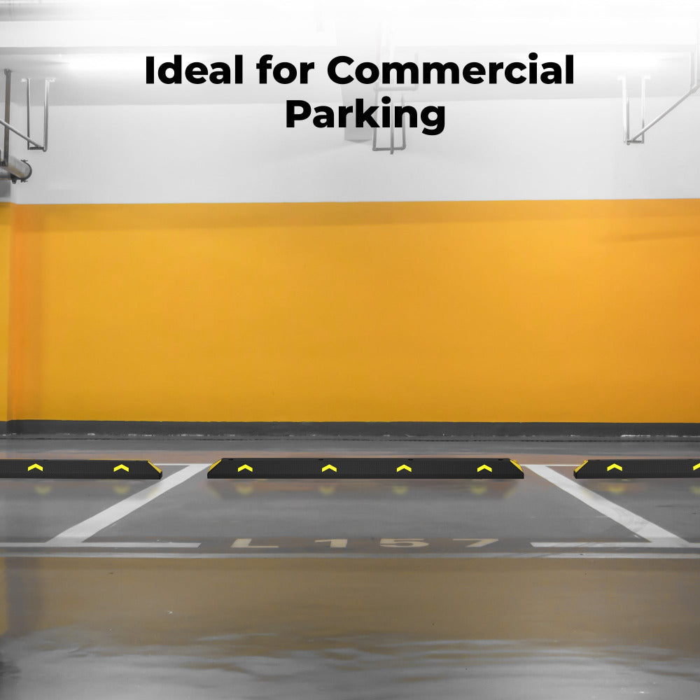 Parking barrier with text 'Ideal for Commercial Parking' on a white background