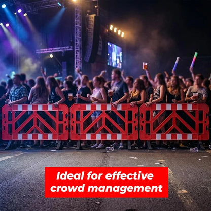 red heavy duty plastic barricade for safety and crowd management