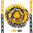 Black and yellow chain links on a white background