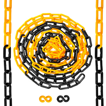 Black and yellow chain links on a white background