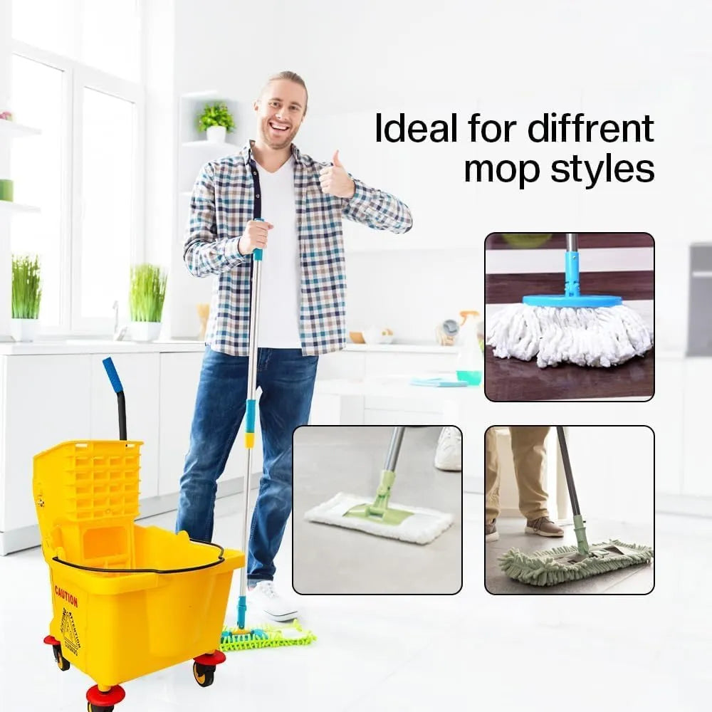 Seau à vadrouille commercial avec essoreuse de 38 pintes | Chariot de nettoyage robuste de 36 L (jaune)